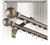 Générique Tringle à Rideaux Double Murale Robuste - Tringle à Rideaux silencieuse à Double Rail en Alliage d'aluminium pour Chambre, Salon, fenêtres, séparation de pièce - Champagne, 5 m (16,4 pi)