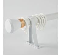 Générique Tringle À Rideaux pour Séparation De Pièce avec Embouts Décoratifs Et Supports Muraux 70-600cm pour Rideaux À Œillets Tringle Décorative Robuste pour Fenêtres Et Portes(White A,95cm/3.1ft)