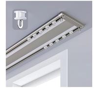 Générique Tringle à Rideaux Robuste à Double rangée, système Silencieux, Tringle à Rideaux Robuste en Aluminium à Double Rail, Montage au Plafond - Séparateur de pièce pour Salon, Chambre, hôpital