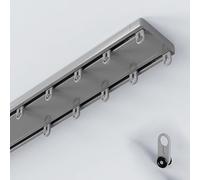 Générique Tringle À Rideaux Silencieuse À Double Rails Rideaux Rangée, Rail De Rideau Très Résistante, Séparation De Pièce pour Salon, Chambre À Coucher Ou Hôpital(Gray,210cm(2 * 105cm))