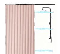 Générique Tringle De Douche d'angle Magnétique Et Étanche PliableTringles À Rideaux Fixation Murale Résistante À l'eau Fixation par Ventouse pour Salle De Bain Fenêtre(Pink,120 * 200cm)