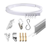 Générique Tringle Rideau Flexible Incurvés Tringle À Rideau pour Montage au Plafond Rail Rideaux de Douche avec Clips et Crochets Blanche pour Baie de Douche Salon(500cm/16.4ft)