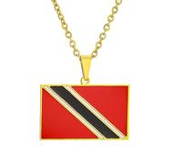 Générique Trinidad Flag Necklace Fashion Stainless Steel Country Republic Flag Pendant Jewelry for Women Men Gift (Style A)
