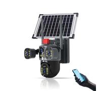 Générique Triple-Lens Solar 360° Dome Camera, Solar Security Cameras Wireless Outdoor, Cameras for Home Security, Color Night Vision, 2-Way Audio (WiFi Version)