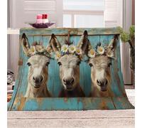 Générique Trois ânes Portant des Guirlandes Manta de franela 3D Suave - Cubre Sofá/Cama 130x150 cm,Style Pastoral Rural Estampado 3D Ultrarealista,Polar Caliente,Lavable,Hogar/Dormitorio
