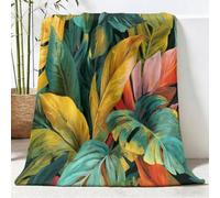 Générique Tropical Couverture Toutes Saisons à Botanique Feuilles de Palmier - Plaid Douillet Réversible et Couvre-lit en Peluche Vert, Couverture Moelleuse pour Adultes et Enfants 130 x 150 cm