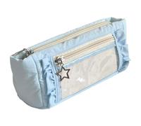 Générique Trousse à Crayons avec fenêtre Transparente et Dentelle Florale | 4 poches intérieures en maille, fermeture éclair métal étoile, double compartiment, poche stylos Kawaii