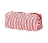 Générique Trousse À Crayons Rayée - Trousse À Crayons Portable en Seersucker | TR-ousse De Maquillage De Voyage Grande Capacité avec Fermeture Éclair Et Broderies Rayées pour Femmes Et Filles (Rouge)
