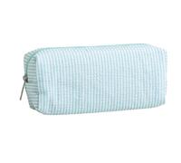 Générique Trousse À Crayons Rayée - Trousse À Crayons Portable en Seersucker | TR-ousse De Maquillage De Voyage Grande Capacité avec Fermeture Éclair Et Broderies Rayées pour Femmes Et Filles (Bleu)