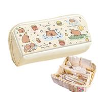 Générique Trousse Cartoon Capybara - Pochette Renforcée pour Stylos,Trousse Double Compartment Portable pour École Transport Bureau Salle de Classe