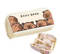 Générique Trousse Cartoon Capybara,Rangement De Stylos Grande Capacité | Trousse Double Compartment Portable pour École Transport Bureau Salle de Classe