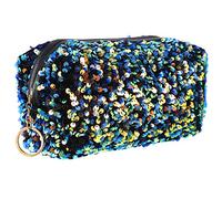 Générique Trousse de Maquillage à Paillettes Bleu Multicolore Grosse Capacité Légère et Compacte Fermeture Éclair Sécurisée Trousse de Toilette de Voyage Polyvalente pour Femme Paquet