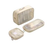 Générique Trousse de Maquillage multifonctionnelle à Grille visuelle, Trousse de Maquillage numérique, Trousse de beauté, Trousse de Rangement pour Bijoux et Lunettes | Beige