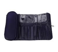 Générique Trousse de Maquillage Pliable en Tissu Résistant - Pochette à Pinceaux Zippée et Étui à Bijoux - Couleur Bleu Marine - Trousse de Voyage Compacte Multifonction pour Rangement