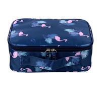 Générique Trousse de Rangement pour Maquillage et Cosmétiques Étanche Format Compact Couleur Bleu Marine Motif Flamant Rose pour Voyage et Organisation de Toilette Légère et Portable