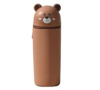 Générique Trousse Ecole 2 en 1 en Silicone Souple Kawaii Porte-Plume, Fermeture Eclair en Silicone, Ours Pochette de Stylo, Crayons, Marqueurs, Étui pour Fournitures Scolaires de Grande capacité
