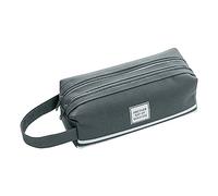 Générique Trousse Ronde Scolaire 2 Compartiment Classique Grande Capacité Fermeture ÉClair Toile Gris/Bleu Marine pour CollèGe éTudiants Fille GarçOn Adolescent