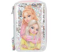 Générique Trousse Scolaire 3 Compartiments pour Fille avec Paillettes et Étoiles Holographiques