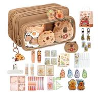 Générique Trousses Capybara - Trousse Stylée Set de Papeterie Mignonne - Fournitures Scolaires Grande Capacité pour Salle de Classe Bureau Collège Règle Gomme Stylo Garçons Filles Adolescents