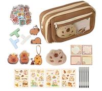 Générique Trousses Scolaire Capybara | Pochette de Rangement pour Stylos - Trousse Grande Capacité Capybara Fournitures de Bureau Inclut Stylos, Notes Autocollantes, Autocollants, Trombones