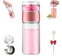 Générique Tryteava Glass Tea Infuser, 3-In-1 Smart Tea Infuser, Double Layered Glass Tea Separation, Tea Water Separation Tea Pot For Blooming & Loose Leaf Tea (Pink,350ml)