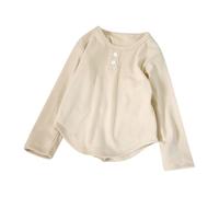 Générique Tshirt,Children's Base Layer Comfortable Clothes Spring Autumn Winter Boys Girls Long Sleeved T Shirt T-Shirts De Fille V (Beige, 12-18 Months)