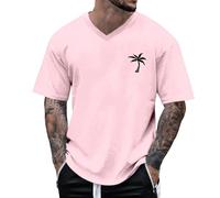 Générique Tshirt Été Décontracté Hauts Homme Manches Courtes T-Shirts Impression Col V Tee Shirt Outdoor Mode Tee-Shirt Sport Teeshirt Léger Doux Vêtements Mes Commandes Rose XXL