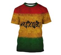Générique Tshirt Homme T-Shirt À Manches Courtes pour Homme avec Imprimé Drapeau Jamaïcain Haut Fantaisie À Col Rond T-Shirt Jamaïcain Unisexe