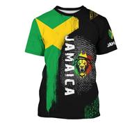 Générique Tshirt Homme T-Shirt À Manches Courtes pour Homme avec Imprimé Drapeau Jamaïcain Haut Fantaisie À Col Rond T-Shirt Jamaïcain Unisexe