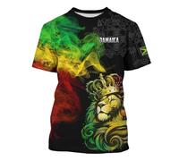 Générique Tshirt Homme T-Shirt À Manches Courtes pour Homme avec Imprimé Drapeau Jamaïcain Haut Fantaisie À Col Rond T-Shirt Jamaïcain Unisexe