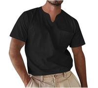 Générique Tshirt Homme Tee Shirt Décontracté Été Teeshirt Col V avec Poche Poitrine T-Shirts Mode Manches Courtes Extensible Tee-Shirt Quotidien Doux Léger Mes Commandes en Cours De Livraison Noir M