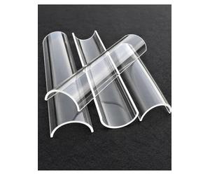 Générique Tube en Verre de Quartz Transparent Demi-Rond, Profil incurvé | Finition givrée transparente ; Diamètres Ø10-Ø100 mm ; Applications à haute température(40 x 2.5 x 100mm/1.57x0.10x3.94")