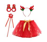 Générique Tulle Tutu Fille Ballet Jupe Fille Tulle Jupe de Noël en Maille Soirée Fantaisie+Bandeau Cheveux Fille Robe Jupe Princesse Tutu Fête de Carnaval Ensemble Noël Enfants Pas Cher 2-8 Ans