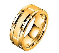 Générique Tungsten Rings For Men Wedding Brick Pattern Rhodium Plated Size Classeur Étagères Bagues (Gold, B)