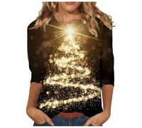 Générique Tunic Noël Femme Pull De avec Sapin Moche Grande Taille Col V Lumineux LED Couple Famille Halloween Tunique Tee-Shirt Tee Shirt Manches Longues 3/4