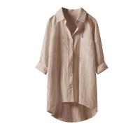 Générique Tunique Femme Ete Grande Taille - Chemises en Lin pour Femmes Hauts Respirants Hauts Amples À Col Rond T-Shirts pour Femmes Au Quotidien Chemises D'Été pour Femmes 2025