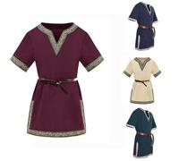 Générique Tunique Médiévale Garçon pour Enfant Costume de Viking Ou Pirate | Chemise Manches Courtes Simple Enfants GarçOns Et Filles Cosplay T-Shirts Halloween Renaissance Chevalier