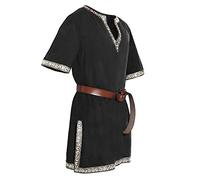 Générique Tunique médiévale pour garçon, cosplay, t-shirts, costume d'Halloween, Renaissance, Viking, Warrior, chevalier