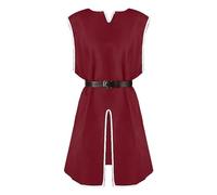 Générique Tunique Médiévale pour Homme Tenue de la Renaissance Vintage avec Ceinture Déguisement Mode Chic Ordre du Temple Chevalier Costume Fantaisie du Moyen Âge pour Halloween Cosplay Fête