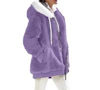 Générique Tuniques Fille Hiver Capuche Bouffante Blouson Uni Grande Taille Manche Longue Drawstrin Tunique Femle Fashion Peluche Soiree Leger Violet