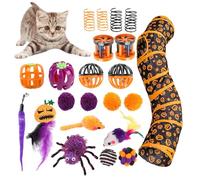 Générique Tunnel pour Chat d'halloween avec Ensemble De Jouets - Tunnel pour Chat d'halloween | pour Chats D'intérieur, Tente Tubulaire pour, À Plumes, Clochette À Ressorts À Boule Floue,