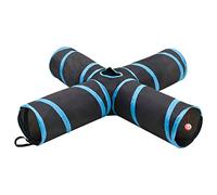 Générique Tunnel pour Chats à 4 Voies Noir et Bleu 132 cm Polyester,Jeux & Jouets,Jeux de Plein air,Tentes & Tunnels d'activités,Noir,0.58 KG,172183