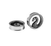 Générique Tunnels d'Oreille à Double Évasement en Acier Inoxydable 8-25mm, Design Serpent Doré Bijoux de Percing(Silver,8mm)