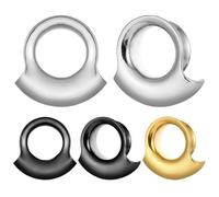 Générique Tunnels d'Oreille en Acier Inoxydable Selle 8-25mm - 2 Pcs Expanseur de Jauge en Titane Acier pour Élargissement d'Oreilles, Bijoux d'Oreille Anti-Allergiques(Black,12mm (1/2"))