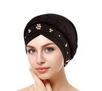 Générique Turbans Chimio pour Femme Coton Stretch Bonnet de Nuit Bandeaux pré-noué té légante Coiffure Couleur Unie Taille Unique Chimiothérapie, La Perte Cheveux