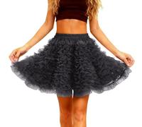 Générique Tutu Femme Grande Taille,Jupe De ScèNe éLéGante à Trois Volants pour La Danse Contemporaine avec Un Design à éTages Et Une Fluidité De Mouvement Jupe Adulte (Grey M)