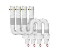 Générique Tuyau de vidange Flexible, Tuyau d'évier Extensible for Cuisine, Salle de Bain, Tube de Siphon ondulé for lavabos, cuves à Linge, Tube d'égout Facile à Installer(White,4pcs)