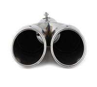Générique Tuyau D'Échappement Silencieux D'échappement Universel Voiture 63 Mm Double Sortie en Acier Inoxydable Chromé Argenté Embout Garniture Gorge Car Tail Throat Tuyau