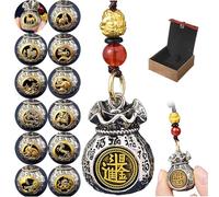 Générique Twelve Zodiac God of Wealth Bag, Rotatable Lucky Bag Pendant, Good Luck Handmade Pendant for Luck and Abundance- 2025 Zodiac Gift (Sheep)