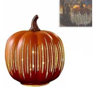 Générique Twinkle LED Light Pumpkins,Timer Lighted Sparkling Starry Night Glass Pumpkins Lamp,Pumpkin Light Decorations for Bedroom Hallway (Orange, L)